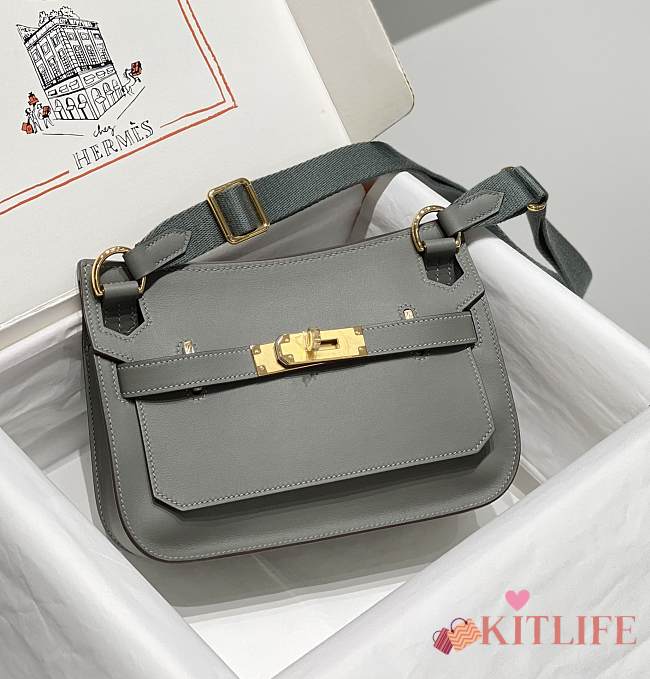 Kitlife Hermes Jypsiere Mini Bag Grey Swift Leather Gold Hardware 23x17x5cm - 1
