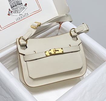 Kitlife Hermes Jypsiere Mini Bag White Swift Leather Gold / Silver Hardware 23x17x5cm