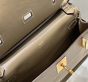 Kitlife Hermes Jypsiere Mini Bag Grey Swift Leather Gold / Silver Hardware 23x17x5cm - 5