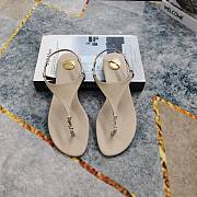 Kitlife Saint Laurent 2025 Logo Buckle Flat Sandals Off-white - 1