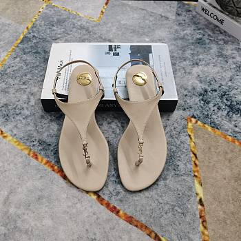 Kitlife Saint Laurent 2025 Logo Buckle Flat Sandals Off-white