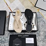 Kitlife Saint Laurent 2025 Logo Buckle Flat Sandals Off-white - 3
