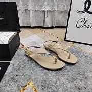 Kitlife Saint Laurent 2025 Logo Buckle Flat Sandals Off-white - 4