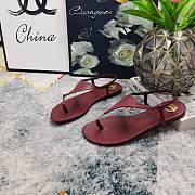 Kitlife Saint Laurent 2025 Logo Buckle Flat Sandals Burgundy - 6