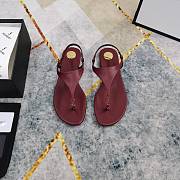 Kitlife Saint Laurent 2025 Logo Buckle Flat Sandals Burgundy - 5