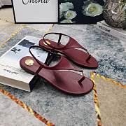 Kitlife Saint Laurent 2025 Logo Buckle Flat Sandals Burgundy - 3
