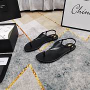 Kitlife Saint Laurent 2025 Logo Buckle Flat Sandals Black - 6