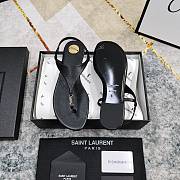 Kitlife Saint Laurent 2025 Logo Buckle Flat Sandals Black - 4