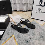 Kitlife Saint Laurent 2025 Logo Buckle Flat Sandals Black - 2