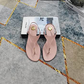 Kitlife Saint Laurent 2025 Logo Buckle Flat Sandals Pink