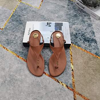 Kitlife Saint Laurent 2025 Logo Buckle Flat Sandals Brown