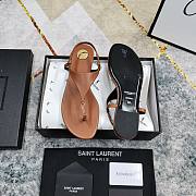 Kitlife Saint Laurent 2025 Logo Buckle Flat Sandals Brown - 4