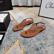 Kitlife Saint Laurent 2025 Logo Buckle Flat Sandals Brown - 2