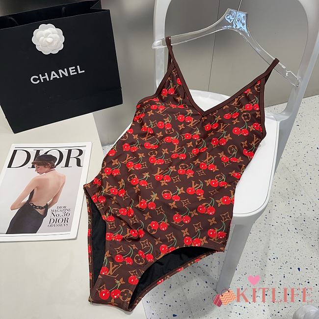 Kitlife Louis Vuitton Cherry Brown Swimsuit - 1