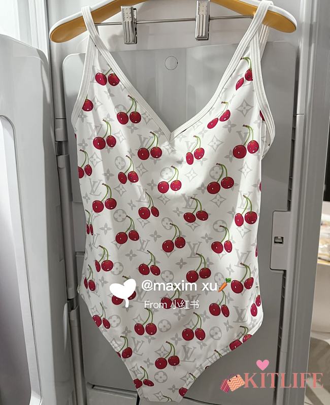 Kitlife Louis Vuitton Cherry White Swimsuit - 1