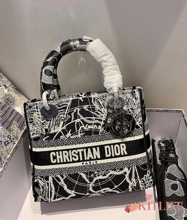Kitlife Dior Lady D-Lite Black Bag  24x20x11cm - 1