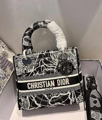 Kitlife Dior Lady D-Lite Black Bag  24x20x11cm