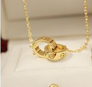 Kitlife Cartier Double Ring Non-diamond Necklace in Gold / Silver / Rose Gold - 4