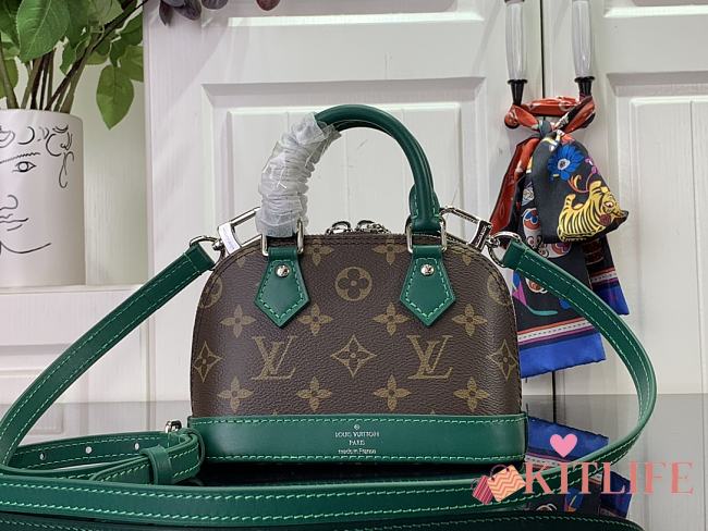 Kitlife Louis Vuitton Nano Alma Bag Brown and Green M82717 18x12x8cm - 1