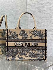 Kitlife Dior Beige and Black Palms Jouy Embroidery Medium Book Tote 36x27.5x16.5cm - 1