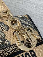 Kitlife Dior Lady Beige and Black Palms Jouy Embroidery Bag 24x11x20cm - 6