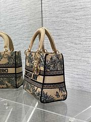 Kitlife Dior Lady Beige and Black Palms Jouy Embroidery Bag 24x11x20cm - 5