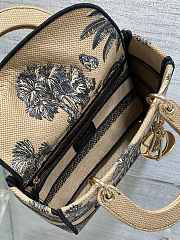 Kitlife Dior Lady Beige and Black Palms Jouy Embroidery Bag 24x11x20cm - 2