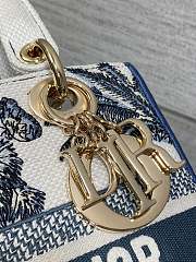 Kitlife Dior Lady White and Blue Palms Jouy Embroidery Bag 24x11x20cm - 4