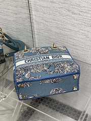 Kitlife Dior Lady Space Blue and White Palms Jouy Embroidery Bag 24x11x20cm - 2
