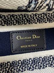 Kitlife Dior Lady White and Dark Blue Palms Jouy Embroidery Bag 24x11x20cm - 6