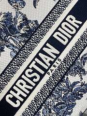 Kitlife Dior Lady White and Dark Blue Palms Jouy Embroidery Bag 24x11x20cm - 3