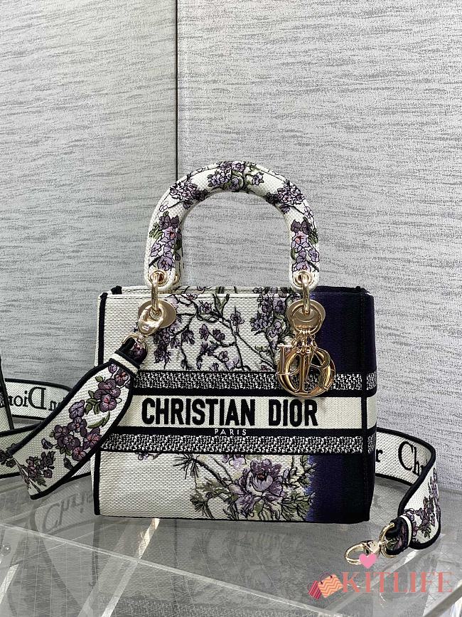 Kitlife Dior Lady Pivoine Embroidery In Multicolor Bag 24x11x20cm - 1