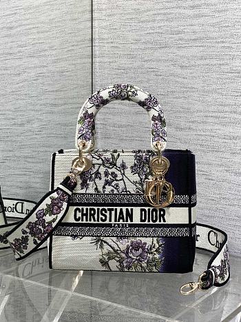 Kitlife Dior Lady Pivoine Embroidery In Multicolor Bag 24x11x20cm