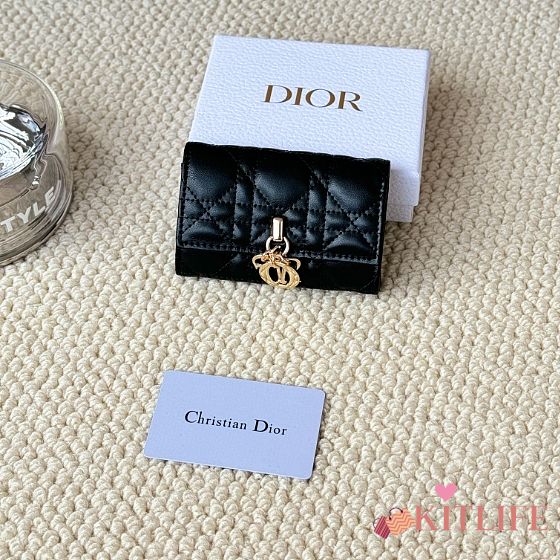 Kitlife Dior My Dior Glycine Wallet Black Cannage Lambskin 11x7.5x2.5cm - 1