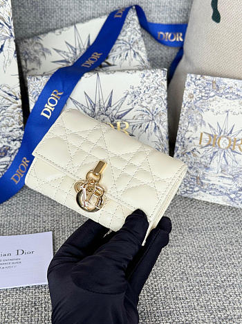 Kitlife Dior My Dior Glycine Wallet White Cannage Lambskin 11x7.5x2.5cm