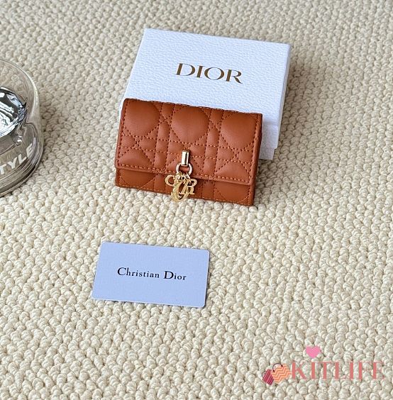 Kitlife Dior My Dior Glycine Wallet Brown Cannage Lambskin 11x7.5x2.5cm - 1