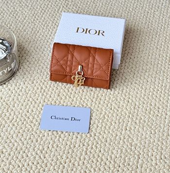 Kitlife Dior My Dior Glycine Wallet Brown Cannage Lambskin 11x7.5x2.5cm