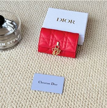 Kitlife Dior My Dior Glycine Wallet Red Cannage Lambskin 11x7.5x2.5cm