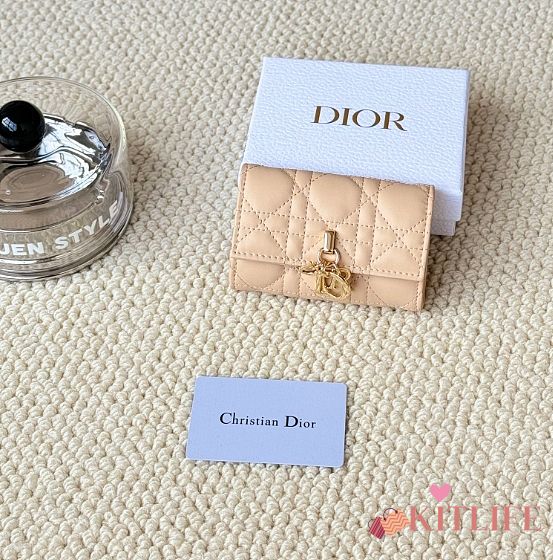 Kitlife Dior My Dior Glycine Wallet Beige Cannage Lambskin 11x7.5x2.5cm - 1