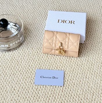 Kitlife Dior My Dior Glycine Wallet Beige Cannage Lambskin 11x7.5x2.5cm