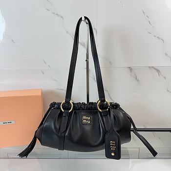 Kitlife Miu Miu Cognac Joie Nappa Leather Bag Black 5BG306 32x16x10.5cm