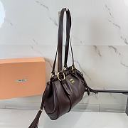 Kitlife Miu Miu Cognac Joie Nappa Leather Bag Dark Brown 5BG306 32x16x10.5cm - 5