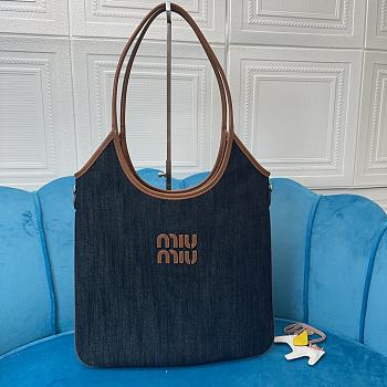 Kitlife Miu Miu Tote Bag Dark Blue Denim Fabric 5BG231 35x40cm