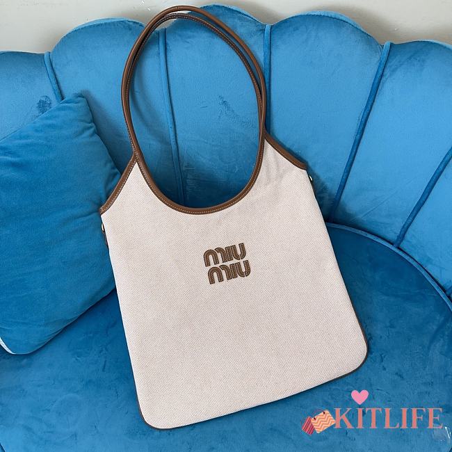 Kitlife Miu Miu Tote Bag Dark Cream Fabric 5BG231 35x40cm  - 1