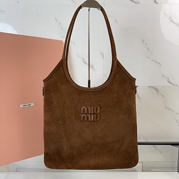 Kitlife Miu Miu Tote Bag Brown Suede Leather 5BG231 35x40cm
