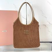 Kitlife Miu Miu Tote Bag Brown Suede Corduroy 5BG231 35x40cm - 1