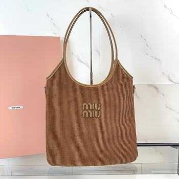 Kitlife Miu Miu Tote Bag Brown Suede Corduroy 5BG231 35x40cm