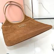 Kitlife Miu Miu Tote Bag Brown Suede Corduroy 5BG231 35x40cm - 3