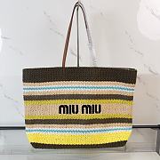 Kitlife Miu Miu Raffia Straw And Cotton Woven Tote Bag Grey & Yellow 5BG228 40x34x16cm - 1