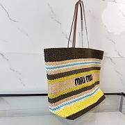 Kitlife Miu Miu Raffia Straw And Cotton Woven Tote Bag Grey & Yellow 5BG228 40x34x16cm - 5
